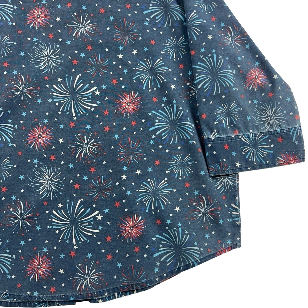 Blair Button Up Shirt Women Large Blue Fireworks Patriotic 3/4 Sleeve Top - Picture 10 of 11